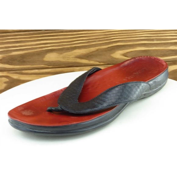 Language Size 42 M Black Flip Flop Leather‎ Men Shoes 800 - Picture 1 of 7
